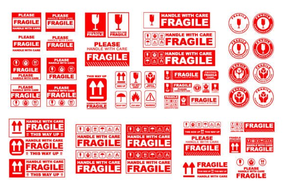 Download Fragile Set Label Typography Graphic - Typography Collection