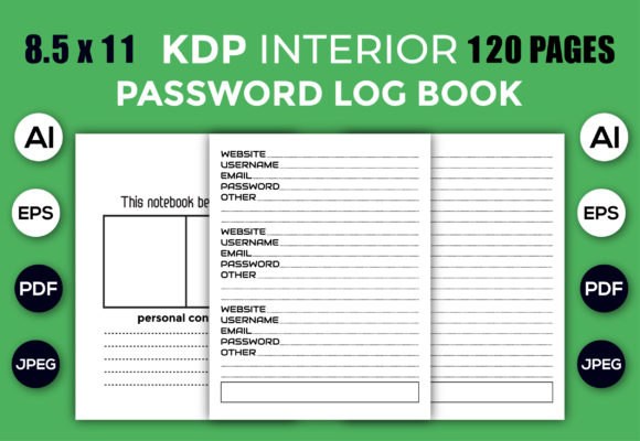 Download KDP Interior Password Log Book Paper - Password log Collection