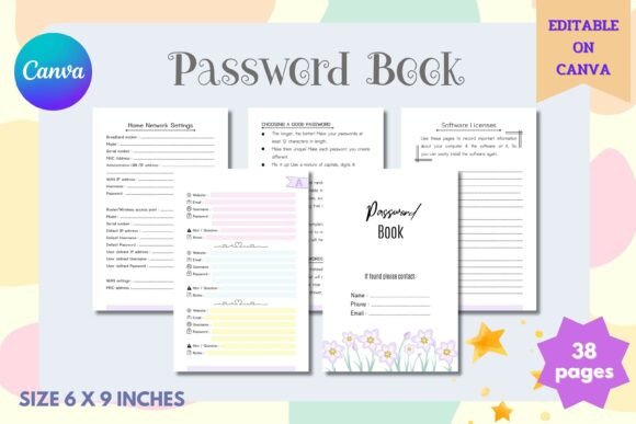 Download Password Log Book - Canva Template - Password log Collection